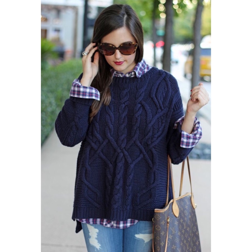 Royal blue cable knit sweater